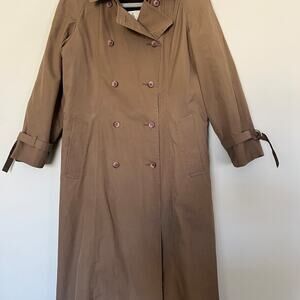 Vintage London Fog Brown Double Breasted Women's Trench Coat Removable liner 8 R